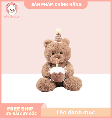 gấu Teddy ôm bánh sinh nhật