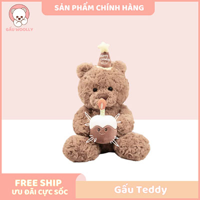 gấu Teddy ôm bánh sinh nhật