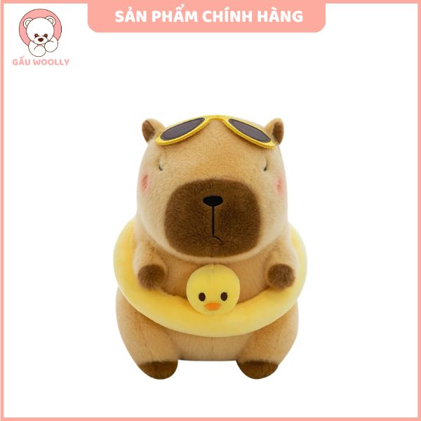 gấu bông capybara đeo phao vịt dễ thương