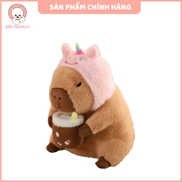 gấu capybara ôm trà sữa